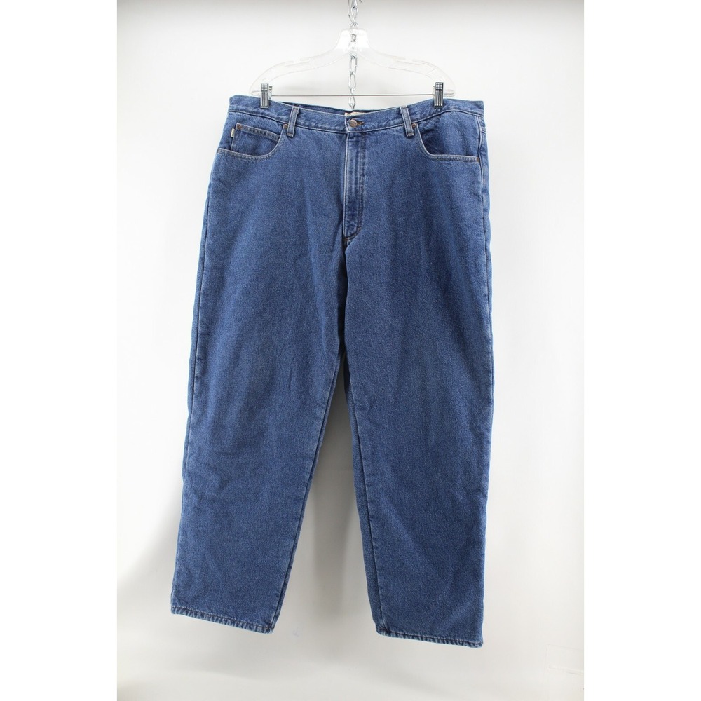 VINTAGE LL Bean Fleece Lined Jeans Men's 42x32 Blue Denim Relaxed Fit